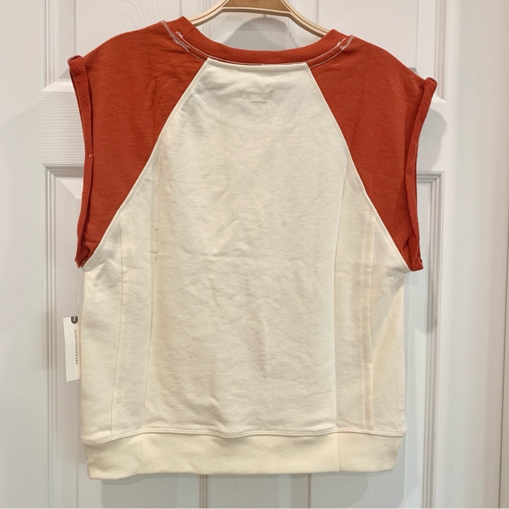🌺 ANTHROPOLOGIE Pilcro Muscle Sweatshirt Tank in California Poppy Flower Red - Picture 8 of 15